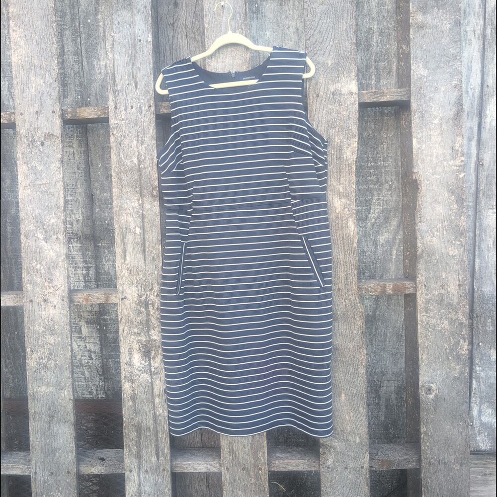 Lands' End Nautical Striped Stretch Summer Sheath Dress Women's 16W
